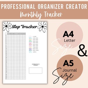 Step Tracker Monthly Printable Planner Page Activity Tracker Health Tracker Bullet Journal Template Fitness Tracker Printable Step Log Bujo
