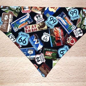 Personalized Route 66 Dog Bandana: Reversible Travel Pet Neckwear