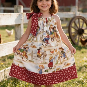 Western Cowgirl Dress Rodeo Birthday Party Sundress Farm Ranch Handcrafted Dress - Choose Size