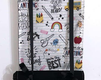 Classroom Door Window Curtain, Rainbow Bus Teacher Encouraging Words Roll Up School Supplies Safety Security Panel