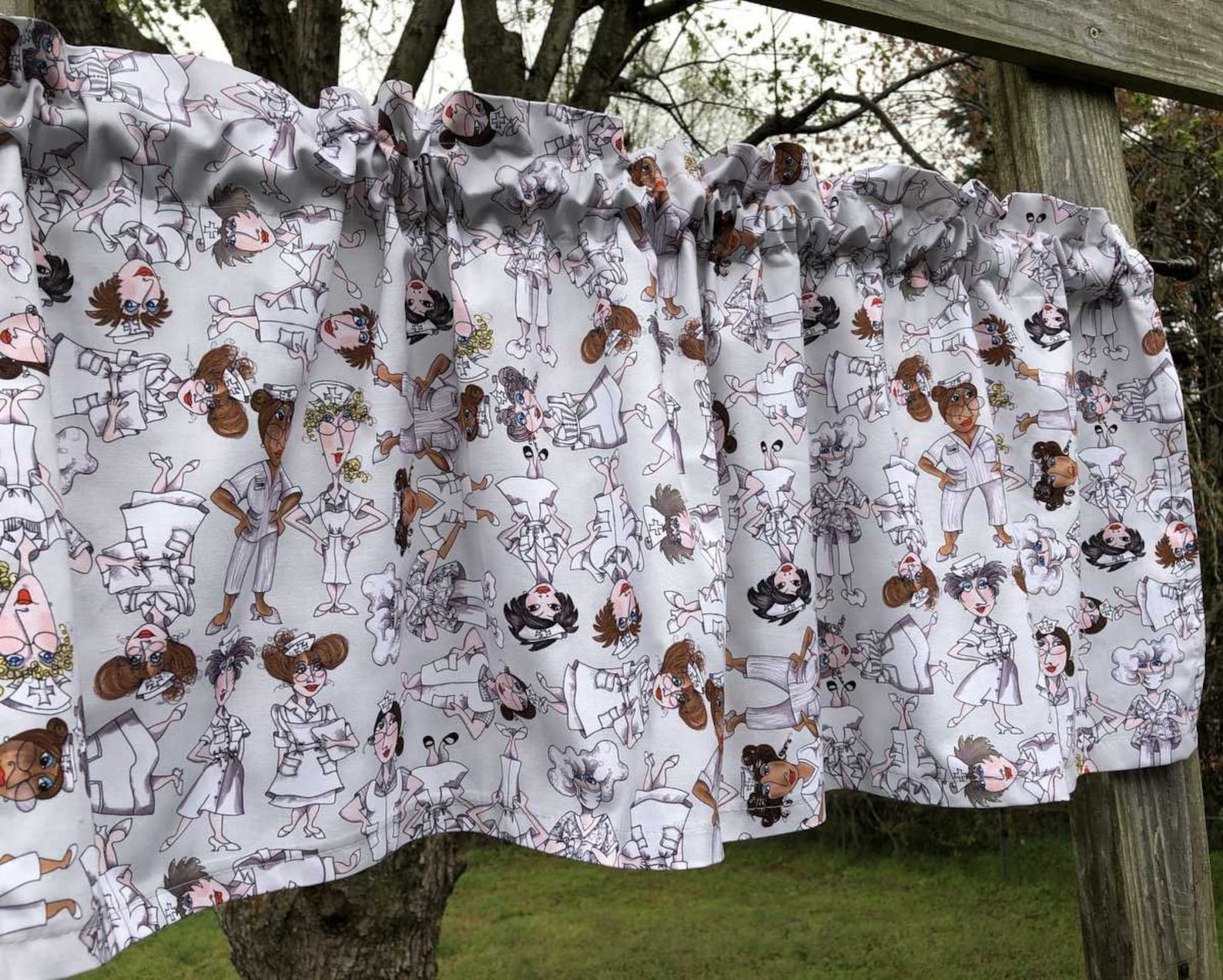 Curtains Lady Nurse Valance Medical Setting Doctor Office Etsy