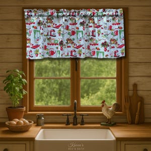 Retro Kitchen Valance • Vintage Mixer Curtain • Colorful Farmhouse Kitchen Window Treatment • 41x15 Cafe Curtain • Handmade