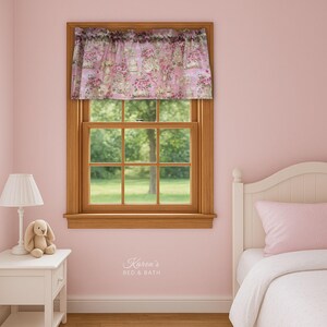 Pink Tea Party Roses Valance: Shabby Chic Floral Window Curtain Topper - Home Decor Accents - Curtains