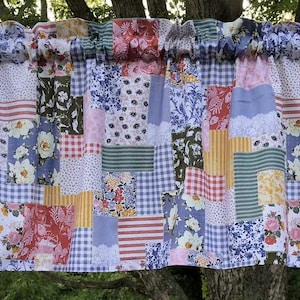 Floral Patchwork BOHO Valance Hippie Checks Stripe Patches Kitchen Window Curtain Topper t9/14