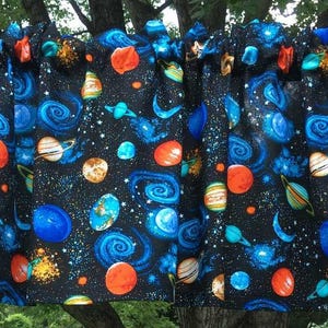 Space Planet Stars Valance Galaxy Solar System Planets Science Teen Boy Farmhouse Kitchen Bath Bedroom Nursery Window Curtain Valance