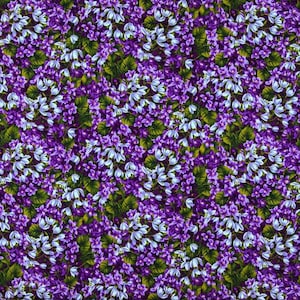パープルライラックの花柄生地 1ヤードあたりまたは半ヤードの花柄詰め合わせ生地 コットンキルティング生地 w2/31