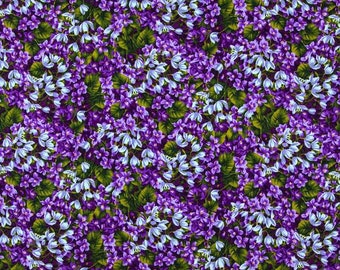 Purple Lilac Floral Fabric By Yard or Half Yard Floral Packed Flowers Fabric Cotton Quilting Fabric w2/31