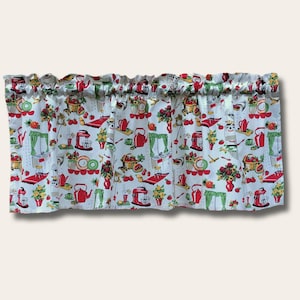 Retro Kitchen Valance • Vintage Mixer Curtain • Colorful Farmhouse Kitchen Window Treatment • 41x15 Cafe Curtain • Handmade