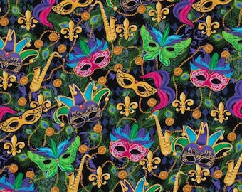 Máscara de Mardi Gras, celebración de mascaradas, carnaval, plumas, tela de algodón