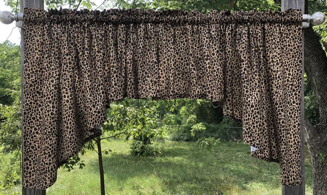 Cheetah Valance Swags Leopard Safari Jungle Wildlife Black Brown
