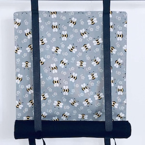 Classroom Door Window Curtain,  Gray with Bees Teacher Roll Up Window Privacy Shade, Security Cover For Office & School Class Safety Panel