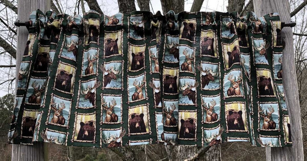 thumbnail image 2 of Vintage Bear Deer Tablecloth Round 60" - Rustic Wildlife Table Cover | Cabin Lodge Forest Animal Decor 2 of 13