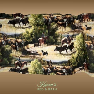 Cowboy Western Valance – Horses, Boots & Hats – Rustic Country Rodeo Window Curtain for Farmhouse, Cabin or Ranch Decor