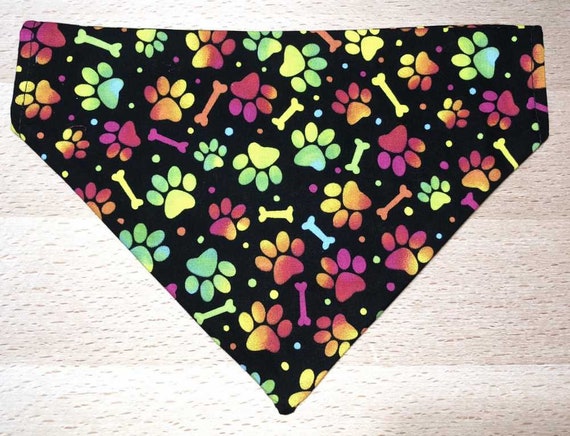 Paw Prints Bandana Rainbow Pet Paw Prints Bones Dots Neckerchief Cat Dog Kerchief Bandana Neckwear