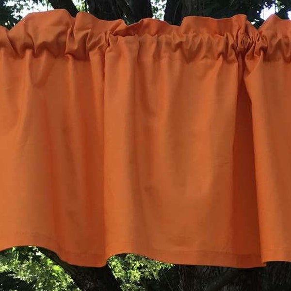 Orange Valance Autumn Fall Harvest Farmhouse Kitchen Bath Window Curtain Topper