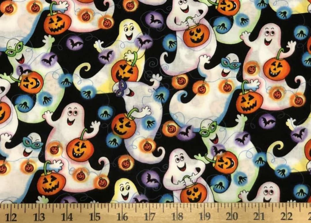 Halloween Ghost Fabric: Trick or Treat Black Cotton Quilting Apparel - Etsy