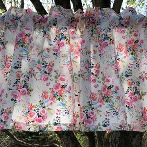 Wild Flowers Valance Wildflower Pastel Floral Bouquet White  Farmhouse Kitchen Bath Window Curtain