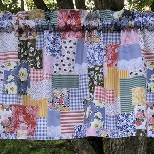 Floral Patchwork BOHO Valance Hippie Checks Stripe Patches Kitchen Window Curtain Topper t9/14