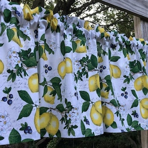 Cenefa floral de limón y arándanos, con diseño botánico de cítricos y estilo rústico para cortinas de cocina, panel de niveles y funda de almohada t1/26