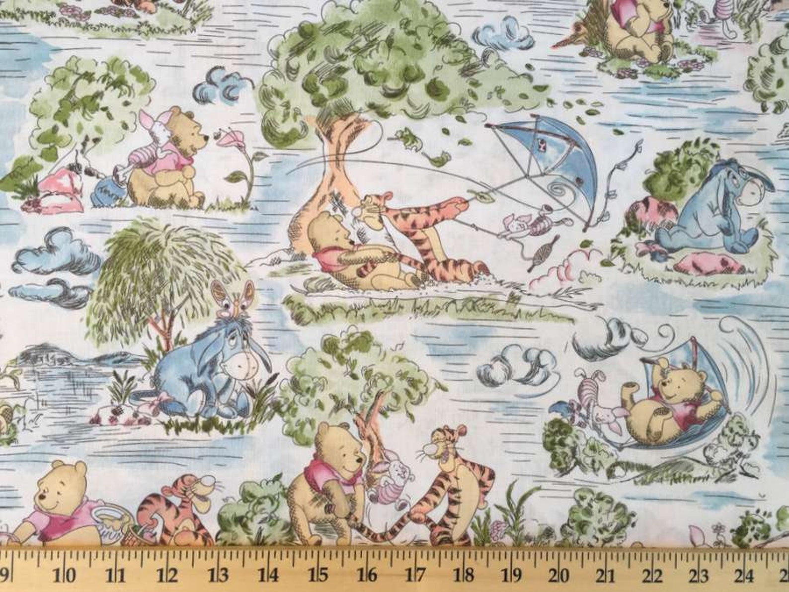 Winnie the Pooh Fabric Pooh Fabric Pooh Toile Nursery Beige | Etsy
