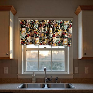 Cenefa de cocina de chef - Cocina italiana toscana con pasta y tomate - Cortina de estilo rústico campestre