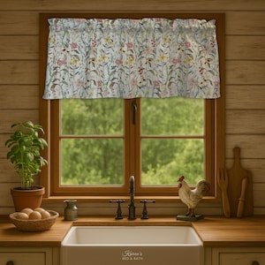 Cenefa de flores silvestres: adorno para ventana de cocina rústica con flores estilo cottagecore y estilo shabby chic - Detalles decorativos - Cortinas