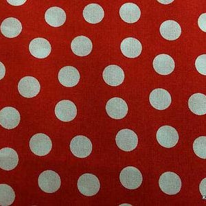 Red & White Polka Dot Cotton Fabric – White Dots on Red | Classic Retro Fabric by the Yard or Half Yard for Quilting, Crafts, Apparel
