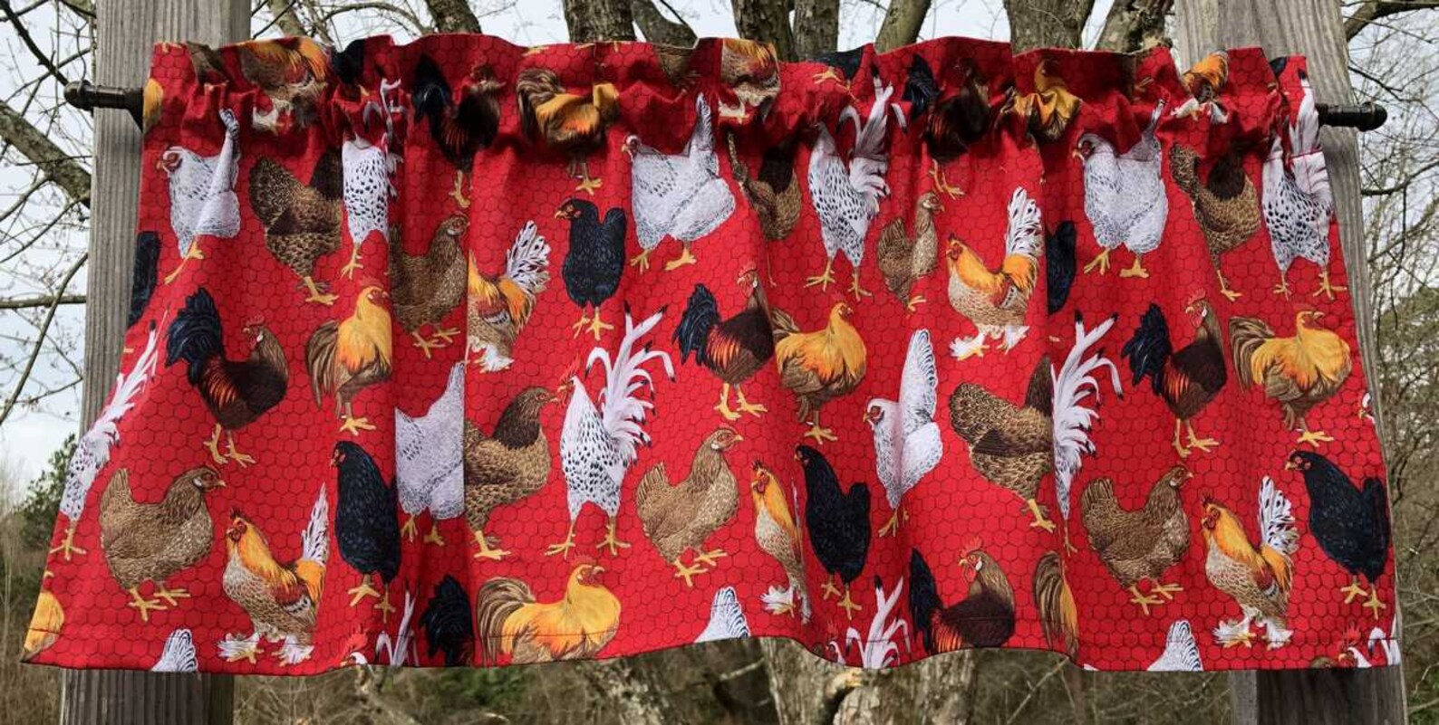 Curtains Chicken Wire Rooster Farm Barnyard Fowl Country Bird Etsy