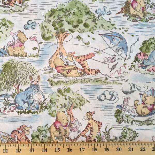 Classic Winnie The Pooh Fabric Disney Eeyore Tigger Kite Toile Cotton Fabric t5/26