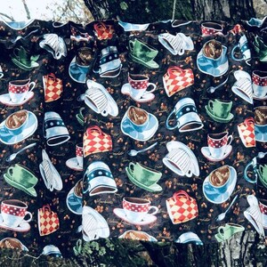 Coffee Cup Valance – Farmhouse Cafe Diner Kitchen Window Curtain - Home Decor Accents - Curtains