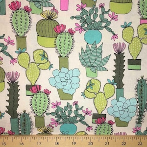 Southwestern Botanische Kaktus Pflanzen Stoff Pink Grün Teal Blumen Sukkulenten Pflanzen 100% Baumwolle Bekleidung Stoff Schüttgut halben Hof t2 / 32