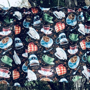 Coffee Cup Valance – Farmhouse Cafe Diner Kitchen Window Curtain - Home Decor Accents - Curtains