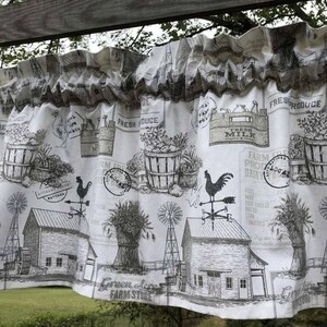 Rustic Farmhouse Kitchen Valance Fresh Milk Barn Kitchen Window Curtain Topper Valance, Tier Panel or Pillow Cover