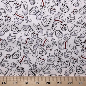 Nursing Cap Hat Fabric Nurse LPN RN Hat Fabric Doctor Women Medical Healthcare Hospital Cap Fabric Loralie Designs White Cotton Fabric