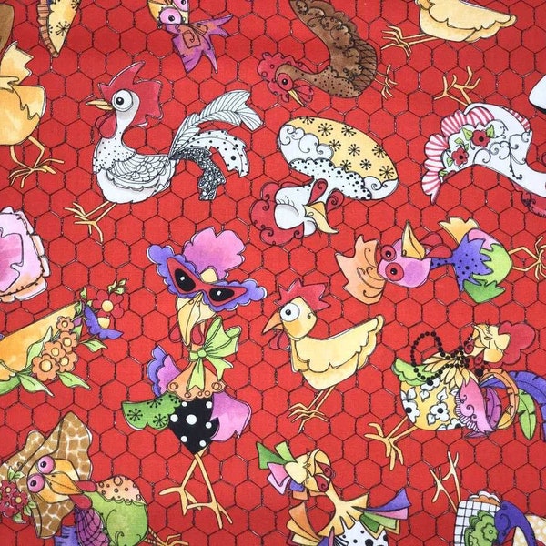 Chicken Chique Coopers Red Fabric Loralie Designs Farm Rooster Chicken Wire Fabric Loralie Harris Farmhouse Cotton Fabric