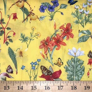 Butterfly Floral Valance: Yellow Spring Farmhouse Kitchen Curtain - Home Decor Accents - Curtains