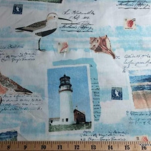 Nautical Seagull Valance Beach Lighthouse Bird Sea Shells Seashell Fisherman Coastal Decor Window Curtain Valance