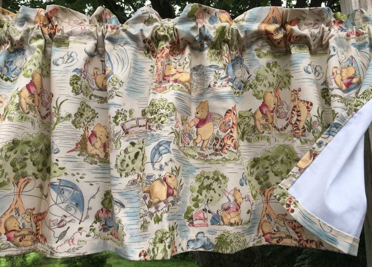 Curtains Winnie The Pooh Valance Sewn With Cotton Lining | Etsy