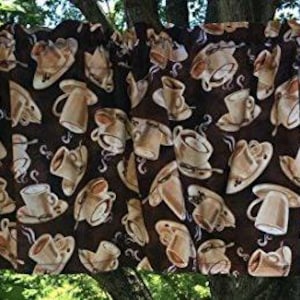 Cenefa de taza de café retro, platillo para sala de descanso, comedor, decoración de café Love, cortina para ventana de baño y cocina de estilo rústico