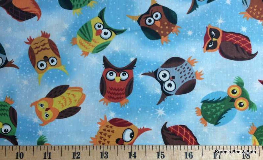 Owl Valance, Teacher Classroom Decor, Nocturnal Birds Owls Stars Blue