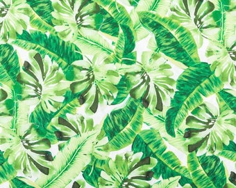 Botanical Green Leaf Fabric – Tropical Jungle Fern & Foliage Print – Nature Plant Cotton Quilting Material by the Yard or Half Yard