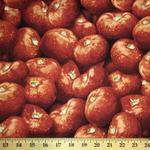 Tomato Fabric Realistic Tomatoes Red Cotton Fabric Tomatoe Vegetable Red Garden Food Tomato Harvest Cotton Fabric