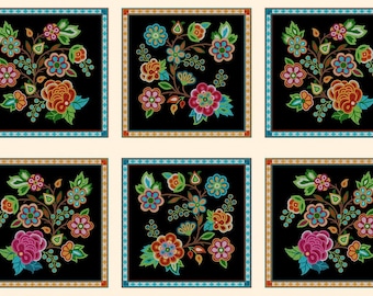 Tucson Perlen Blumenstoff Panel Southwestern 44 x 24 Zoll- Panel Native Blumen Elizabeth Studio Baumwoll-Stoff