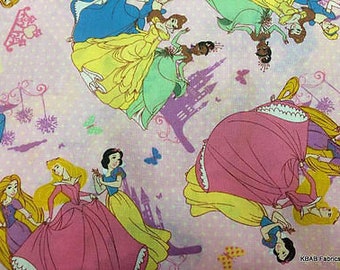Princess Pink Fabric Disney Fabric Castle Polka Dots 100% Cotton Fabric BTY Half Yard t6/19