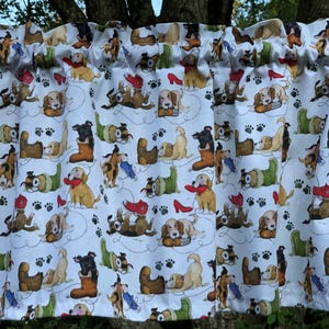 Dogs Playing with Shoes Valance – Playful Puppy Curtain Topper, Fun Canine Window Treatment for Kids’ Room or Pet-Loving Home
