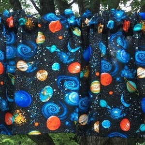 Space Planet Valance Earth Planets & Stars Astronomy Space Science Solar System Galaxy Boy Mancave Kitchen Farmhouse Window Curtain Topper