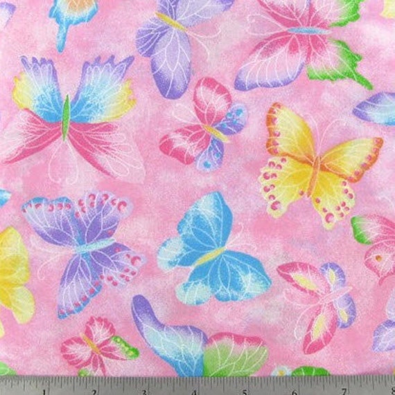 Pink Butterfly Fabric with Butterflies By Yard or Half Yard Etsy