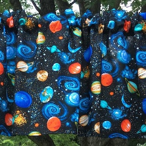 Space Planet Stars Valance Galaxy Solar System Planets Science Teen Boy Farmhouse Kitchen Bath Bedroom Nursery Window Curtain Valance