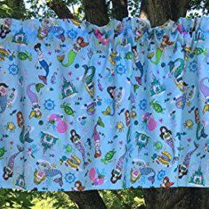 Mermaid Valance Mystical Fairytale Princess Mermaids Under the Sea Castle Nautical Beach Island Girls Nursery Bedroom Bath Curtain Topper