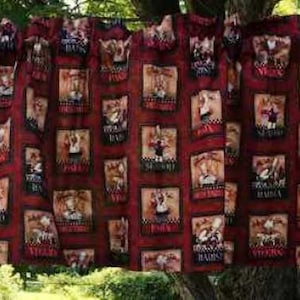 Italienischer Koch Volant - Roter Burgunder Bistro-Küchenvorhang - Café-Restaurant Fenster Volant - Kochen Pasta Wein Kulinarische Dekoration